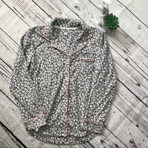 DKNY leopard print soft pajama long sleeve top S